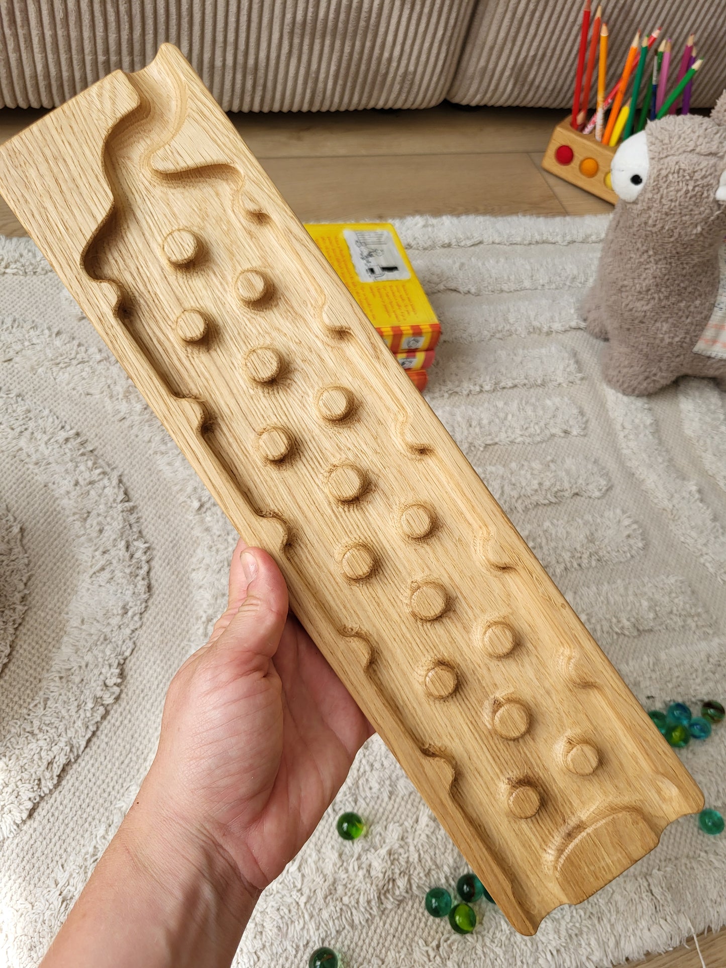 Wooden marble run track