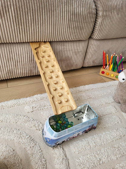 Wooden marble run track