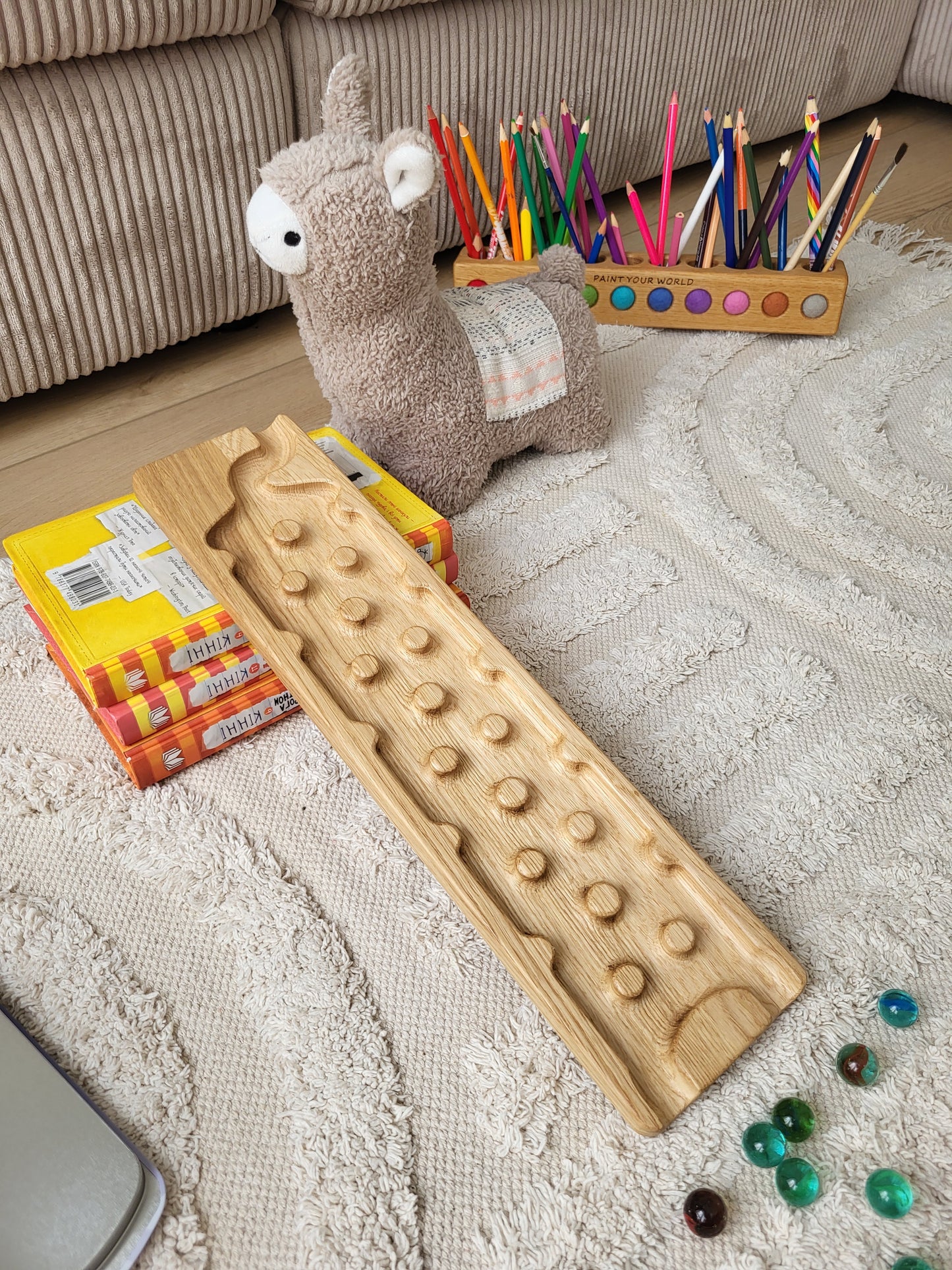 Wooden marble run track