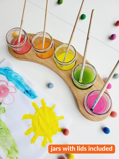 Support pour pots de peinture Waldorf en forme d'arche pour 5 grands pots, COUVERCLES INCLUS