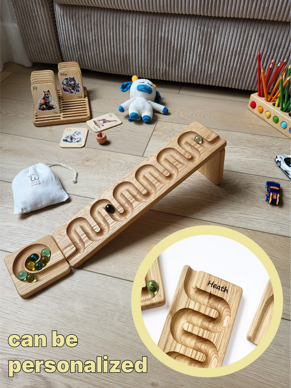 Marble run track marble run race marble machine winding track set wood ...