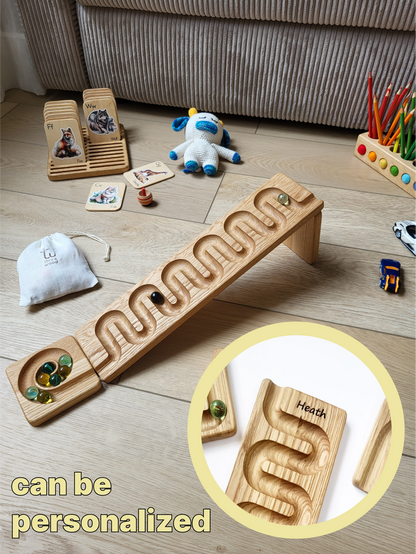 Wooden marble run track race