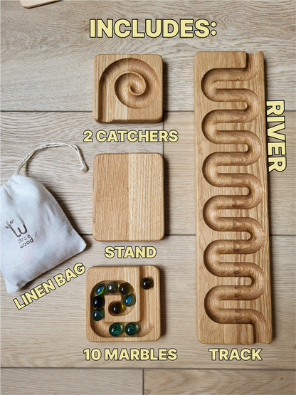 Wooden marble run track race