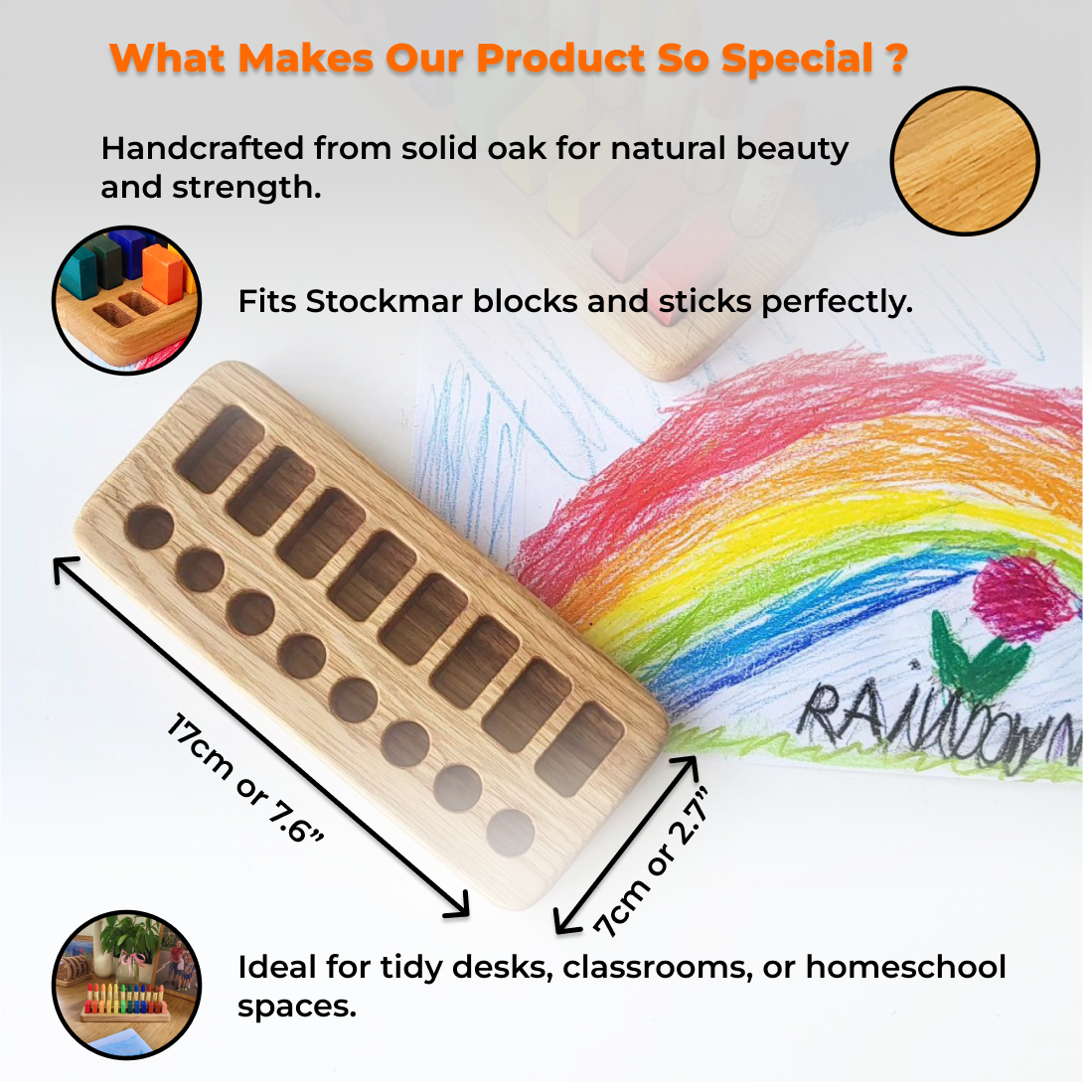 Waldorf Crayon holder for Stockmar 8 Blocks and 8 Sticks CRAYONS NOT INCLUDED