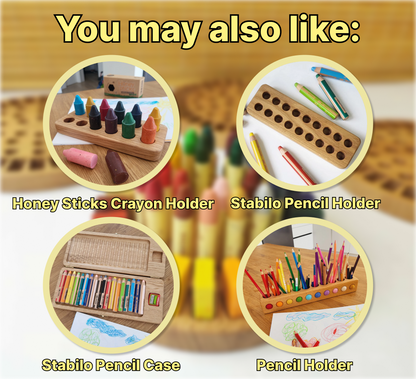 Wooden pencil holder with 8 holes for felt balls PENCILS NOT INCLUDED