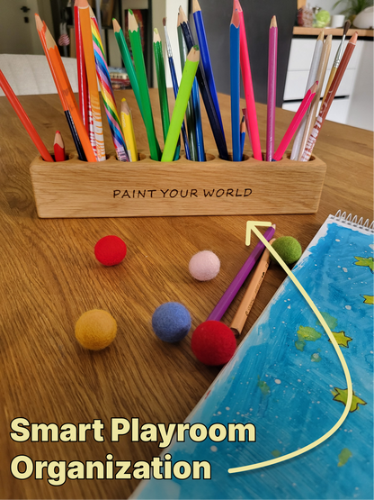 PORTE-CRAYONS en bois à 10 trous CRAYONS NON INCLUS