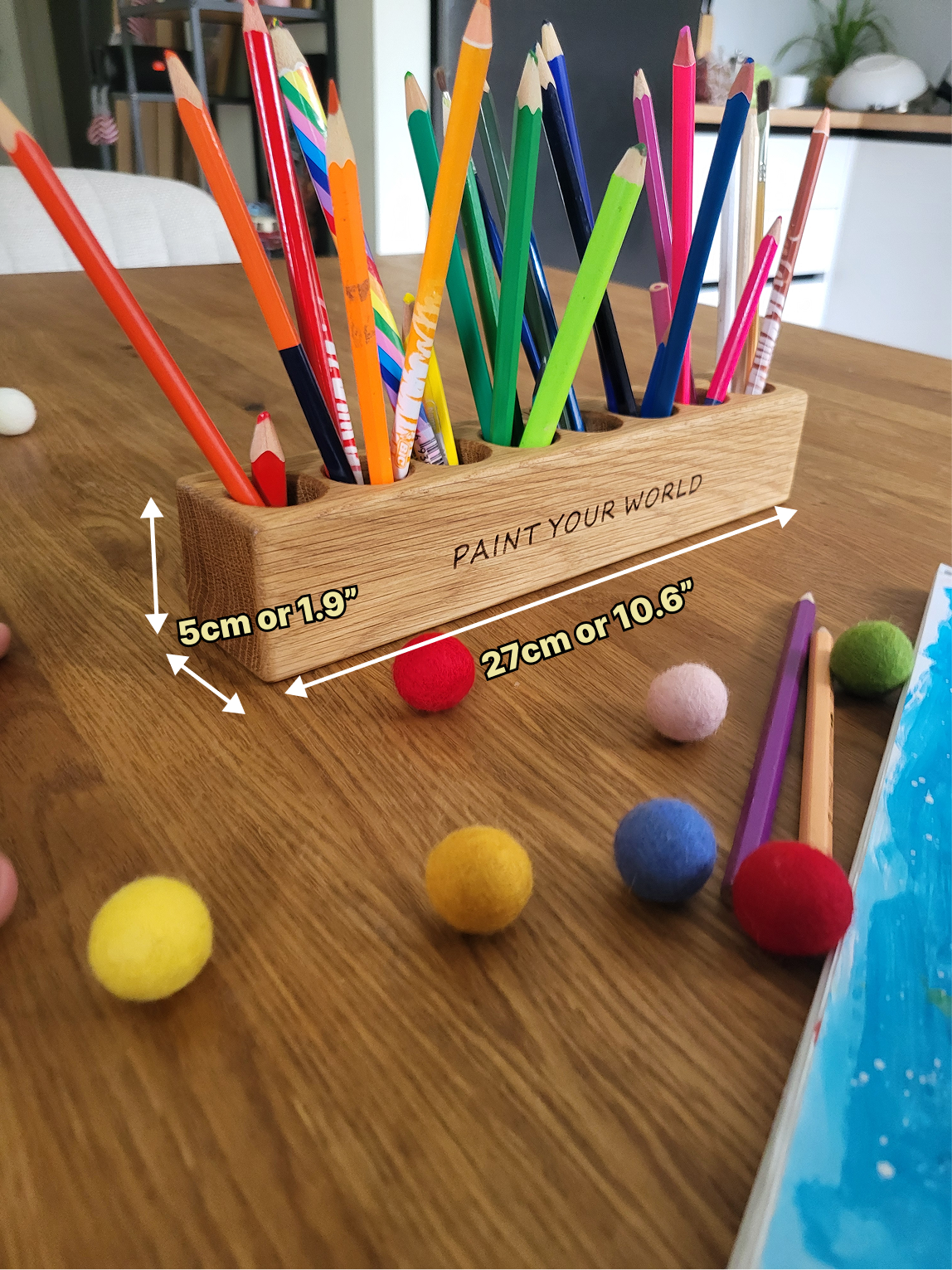 Pot à crayons en bois pour enfants, organiseur de bureau Montessori de différentes tailles, cadeau de rangement personnalisé pour fournitures artistiques