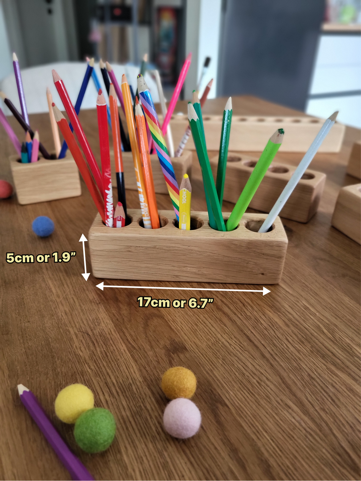 Pot à crayons en bois pour enfants, organiseur de bureau Montessori de différentes tailles, cadeau de rangement personnalisé pour fournitures artistiques