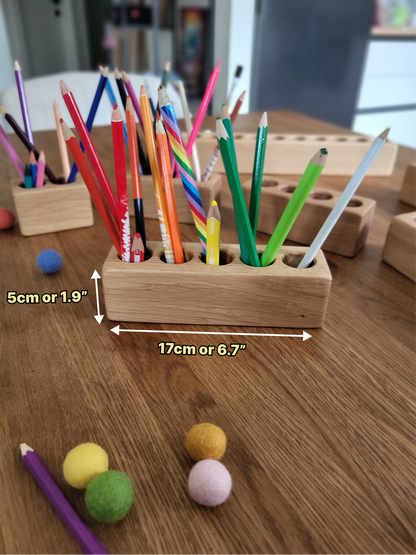 Pot à crayons en bois pour enfants, organiseur de bureau Montessori de différentes tailles, cadeau de rangement personnalisé pour fournitures artistiques