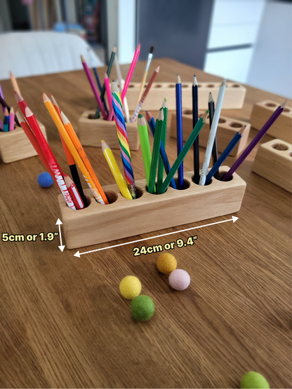 Pot à crayons en bois pour enfants, organiseur de bureau Montessori de différentes tailles, cadeau de rangement personnalisé pour fournitures artistiques