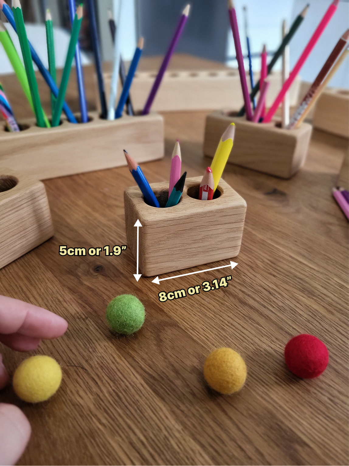 Pot à crayons en bois pour enfants, organiseur de bureau Montessori de différentes tailles, cadeau de rangement personnalisé pour fournitures artistiques