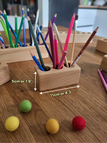Pot à crayons en bois pour enfants, organiseur de bureau Montessori de différentes tailles, cadeau de rangement personnalisé pour fournitures artistiques