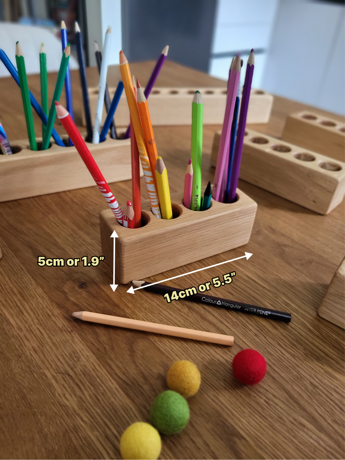 Pot à crayons en bois pour enfants, organiseur de bureau Montessori de différentes tailles, cadeau de rangement personnalisé pour fournitures artistiques