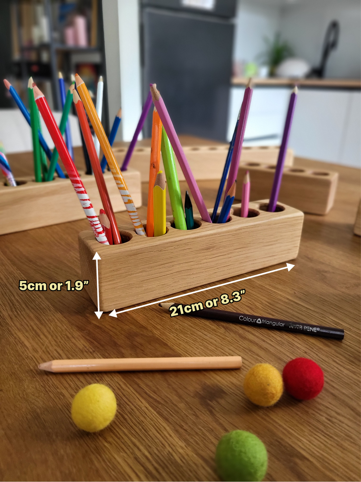 Pot à crayons en bois pour enfants, organiseur de bureau Montessori de différentes tailles, cadeau de rangement personnalisé pour fournitures artistiques