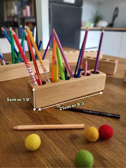 Pot à crayons en bois pour enfants, organiseur de bureau Montessori de différentes tailles, cadeau de rangement personnalisé pour fournitures artistiques