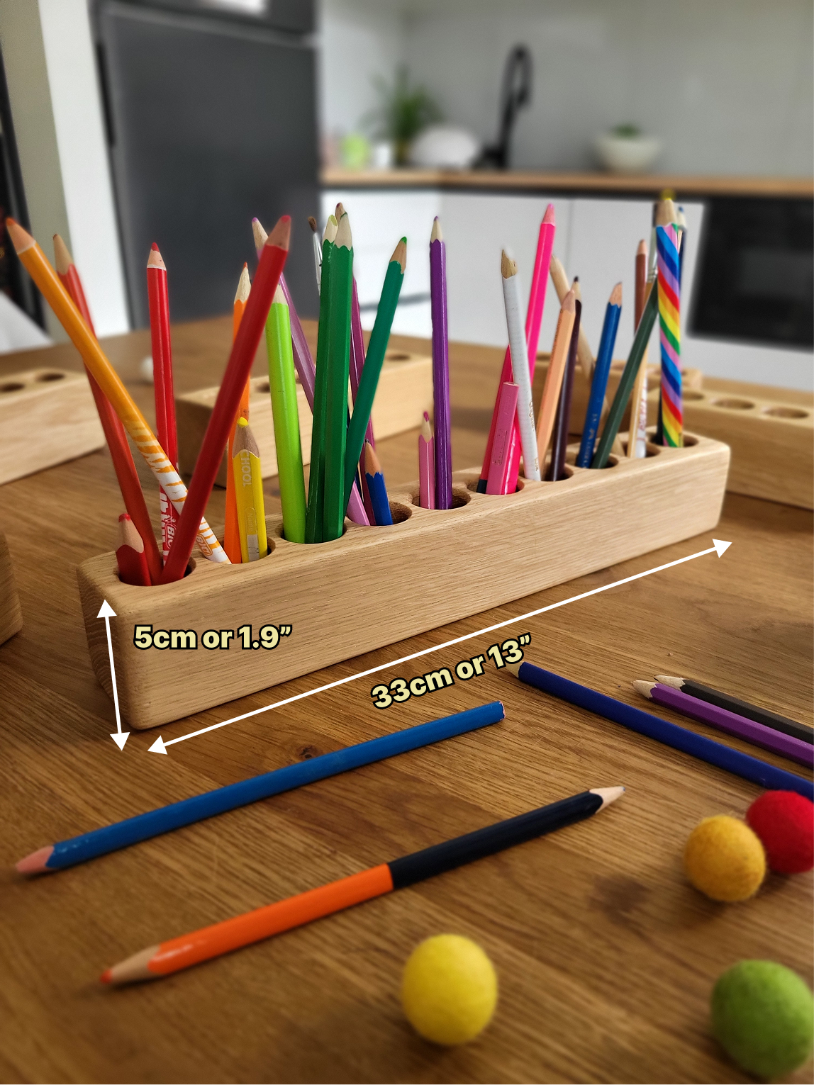 PORTE-CRAYONS en bois à 10 trous CRAYONS NON INCLUS