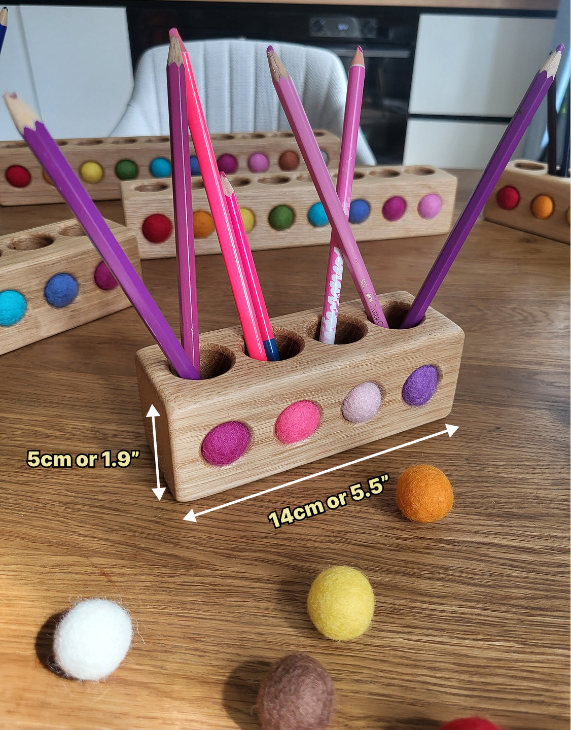 Pot à Crayons en Bois pour Enfants, Organisateur de Bureau Montessori en Diverses Tailles, Cadeau de Rangement Personnalisé pour Matériel d'Art