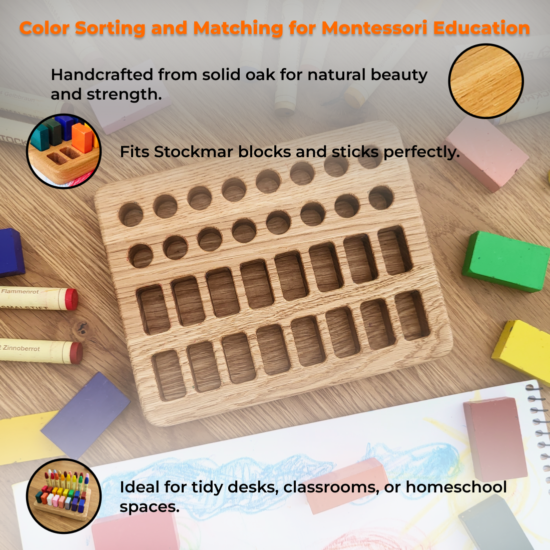 Waldorf Crayon holder for Stockmar 16 Blocks/16 Sticks