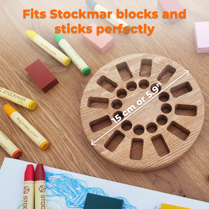 Waldorf-Rundhalter für Buntstifte, passend für Stockmar 12 Blöcke und 12 Stäbe, ohne Buntstifte