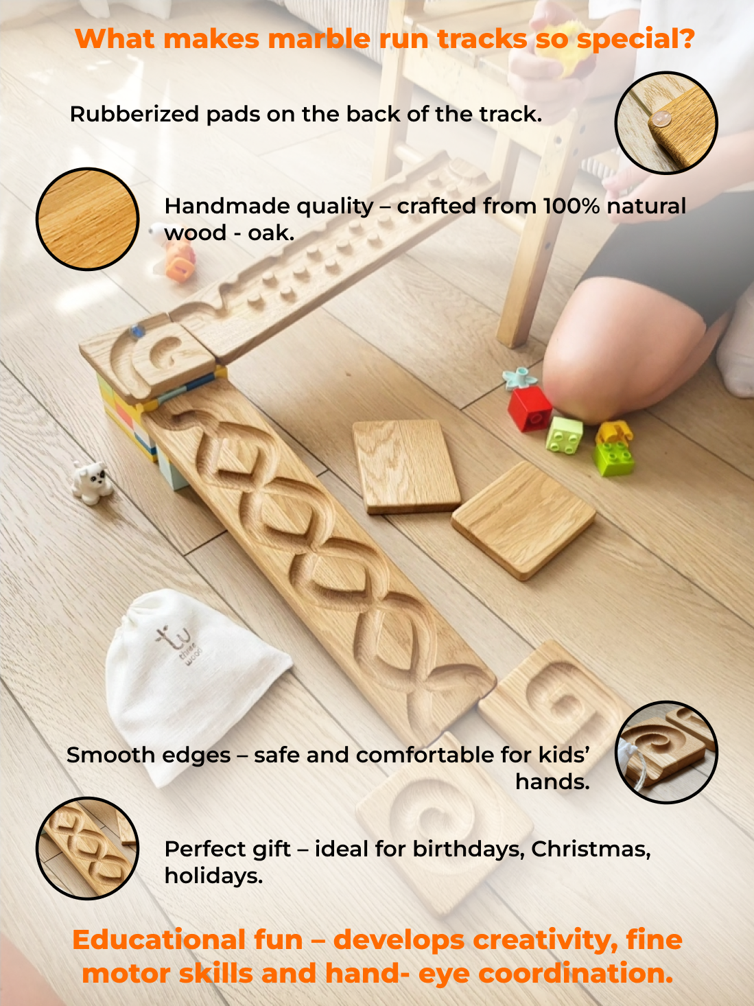 Wooden marble run track race