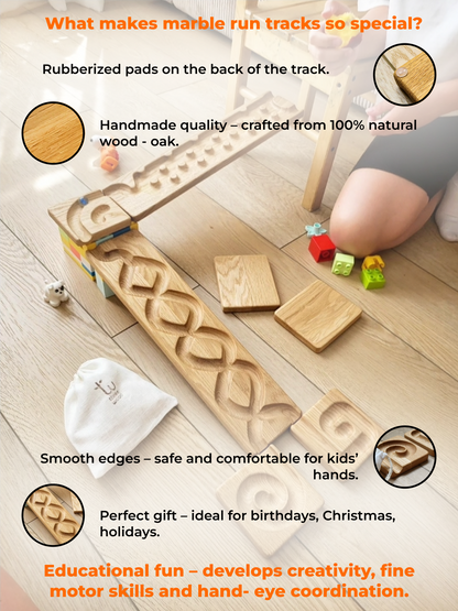 Wooden marble run track race