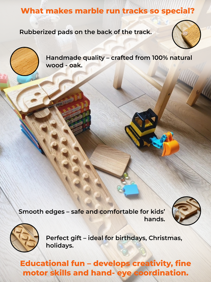 Wooden marble run track race