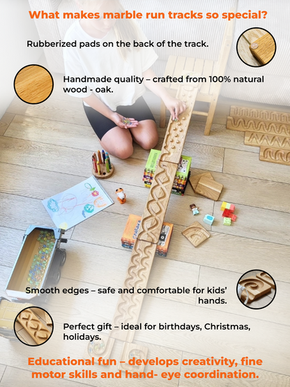 Wooden marble run track race