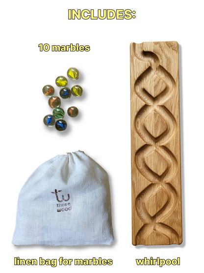 Wooden marble run track