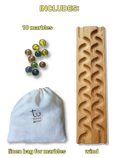 Wooden marble run track