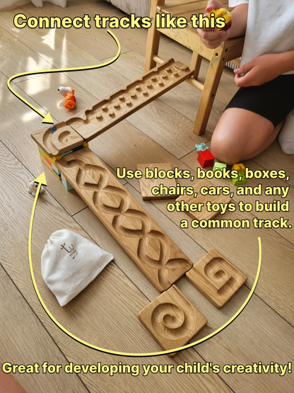 Wooden marble run track race