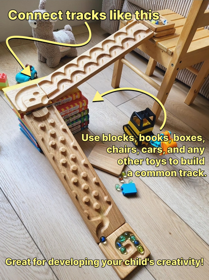 Wooden marble run track race