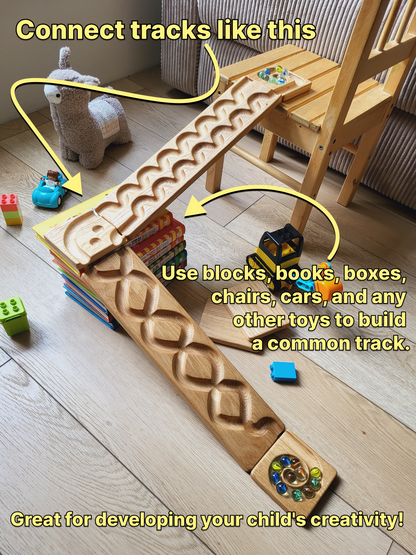 Wooden marble run track race