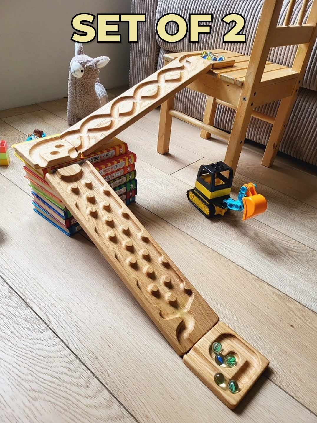 Wooden marble run track race