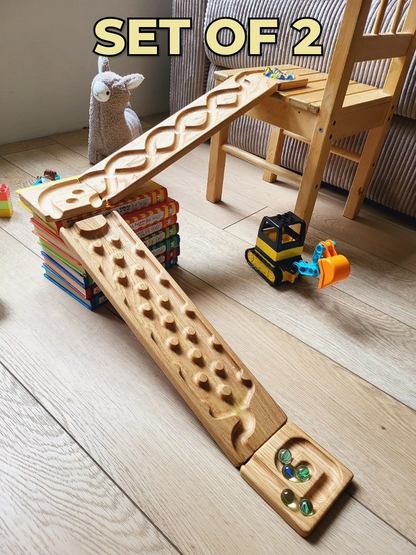 Wooden marble run track race