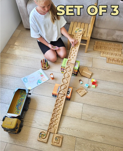 Wooden marble run track race