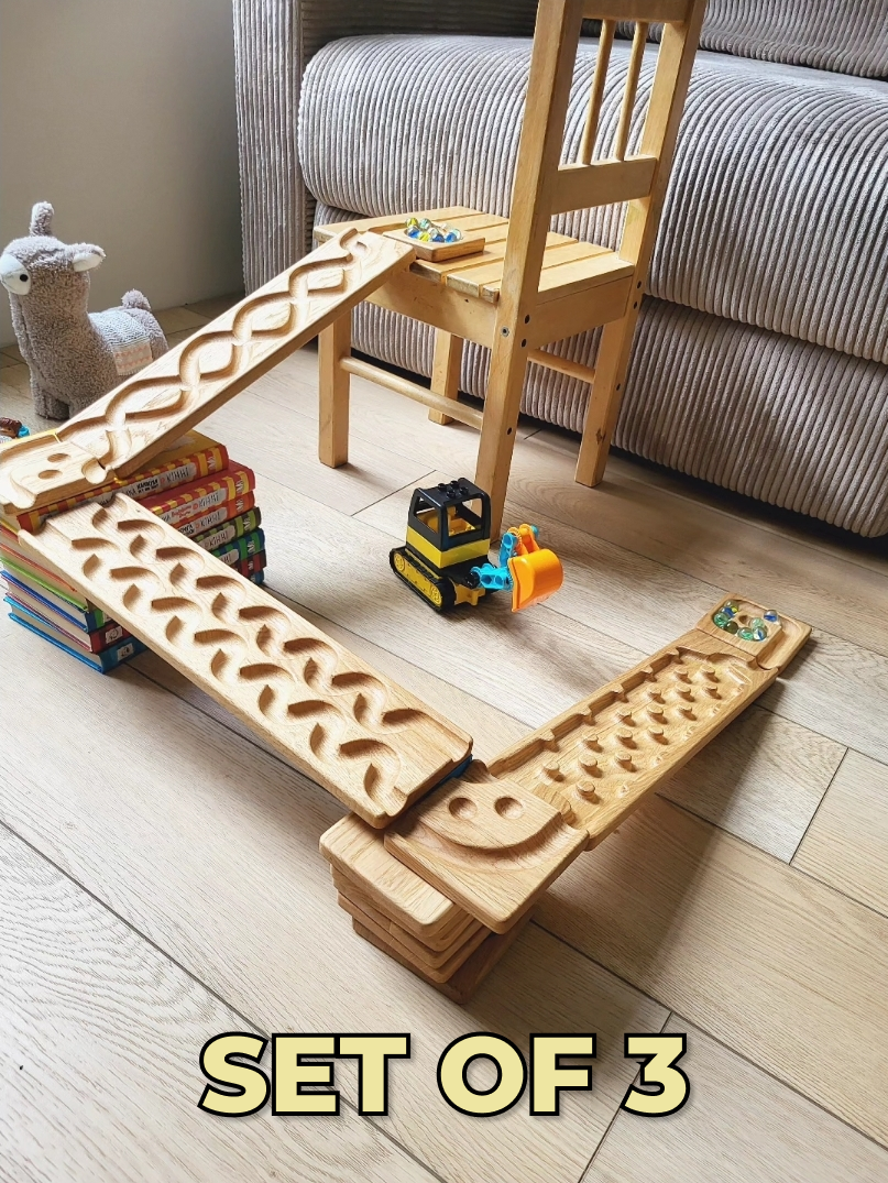 Wooden marble run track race