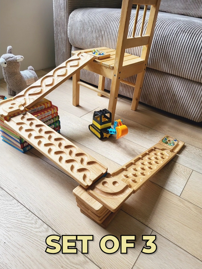 Wooden marble run track race