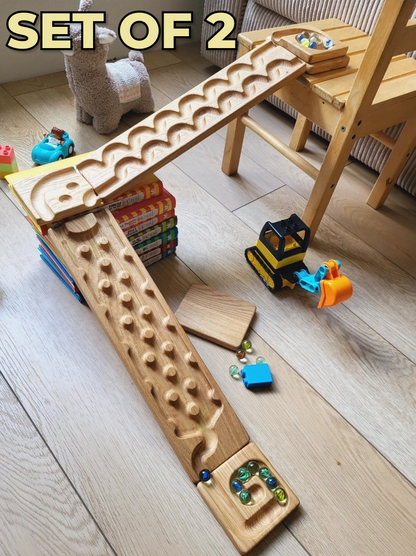 Wooden marble run track race