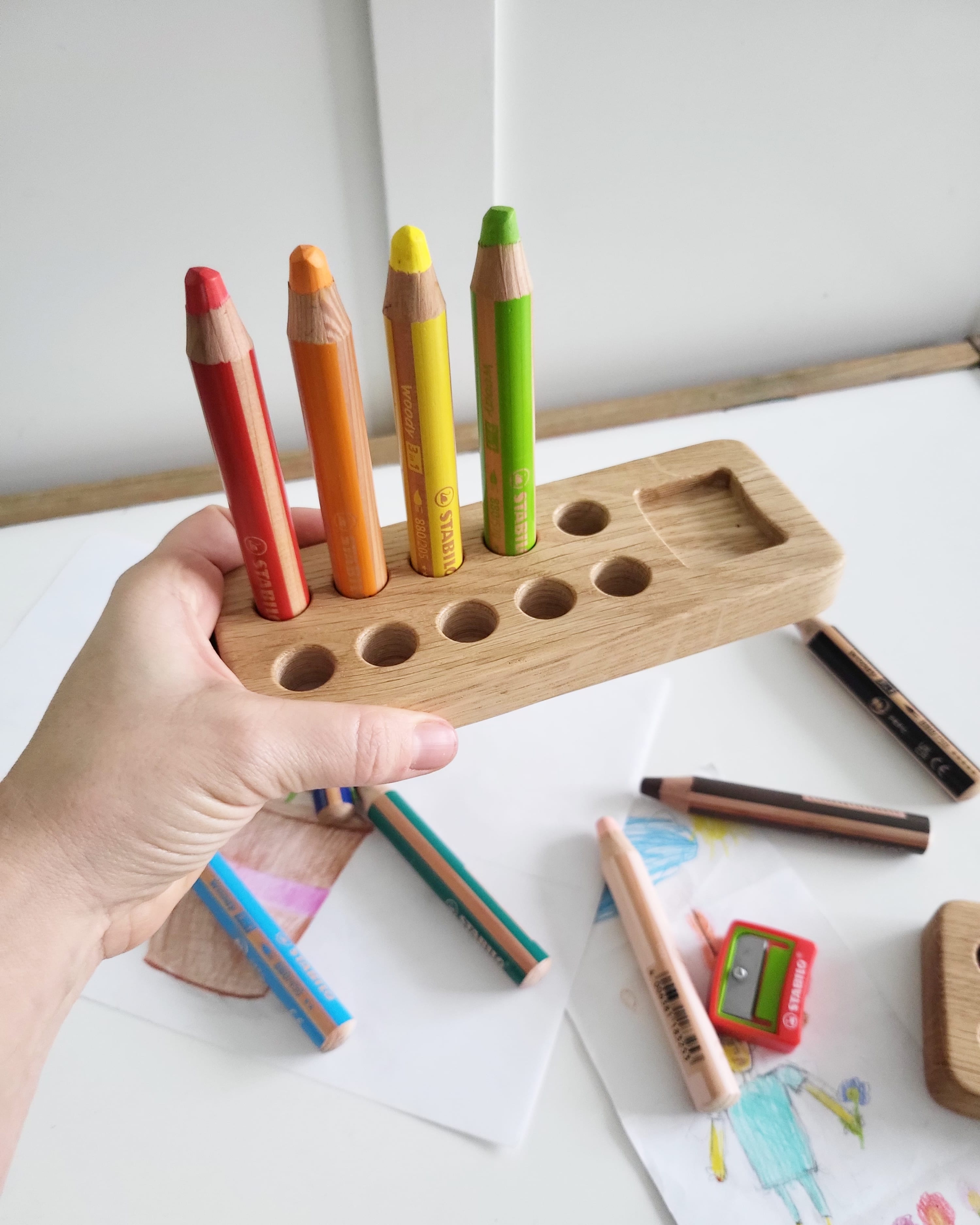Stabilo pencil holder with place for sharpener for 10 woody pencils 3 in 1, without pencils