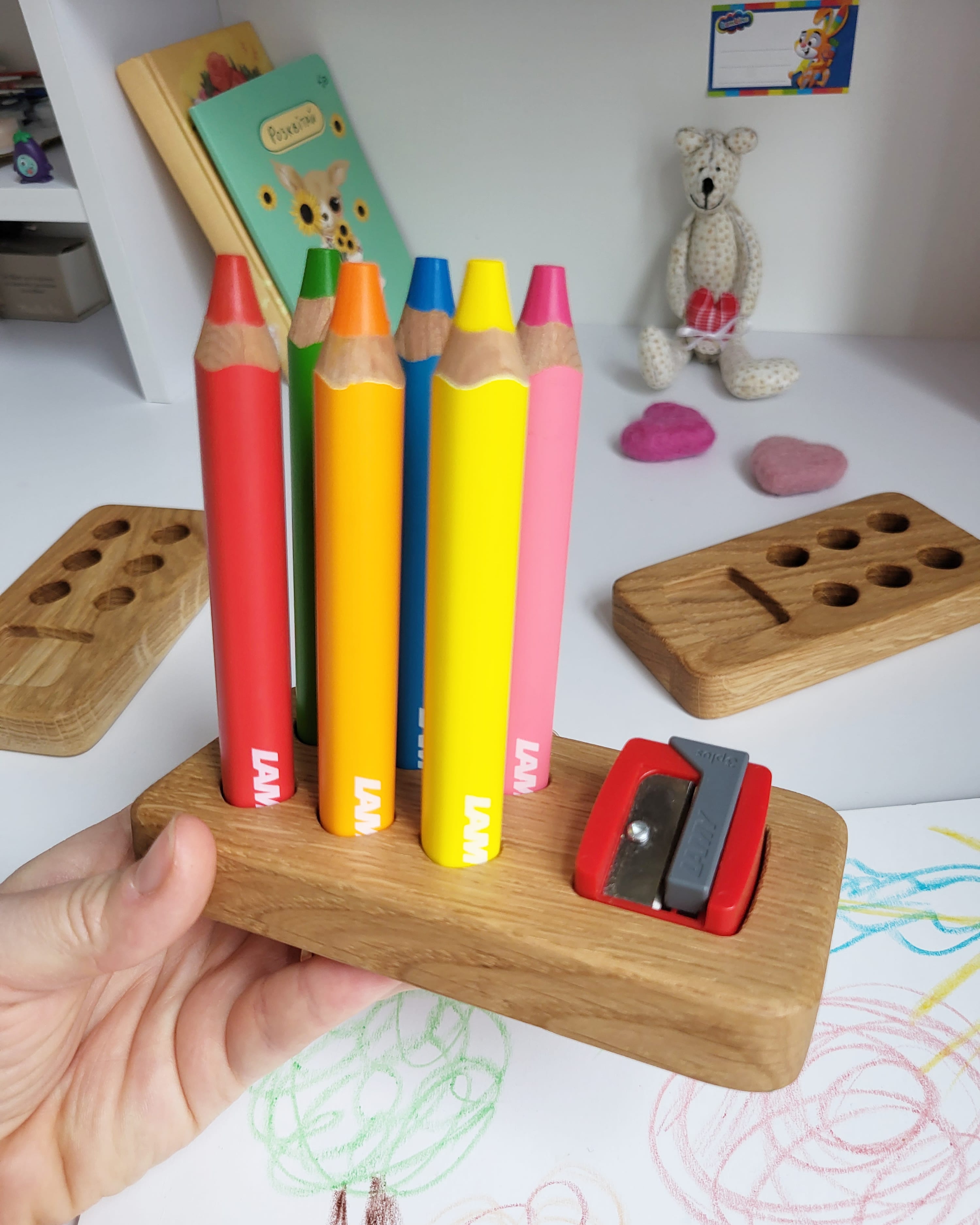 Pencil holder for 6 Lamy pencils 3Plus with place for sharpener