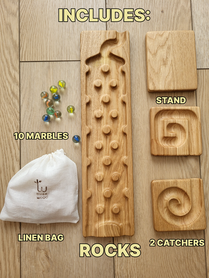 Wooden marble run track race