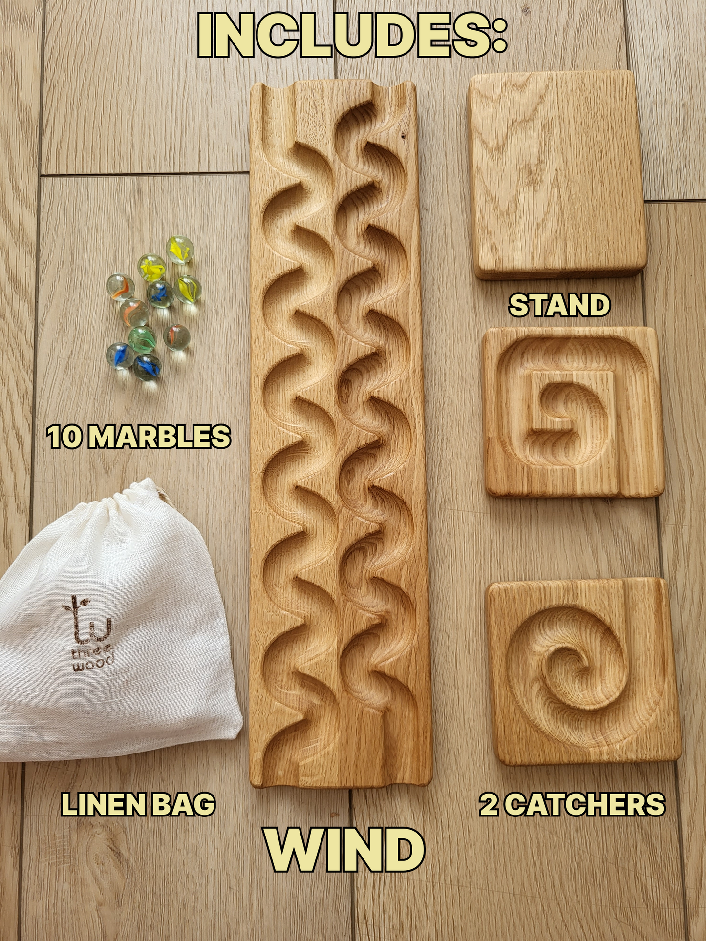 Wooden marble run track race