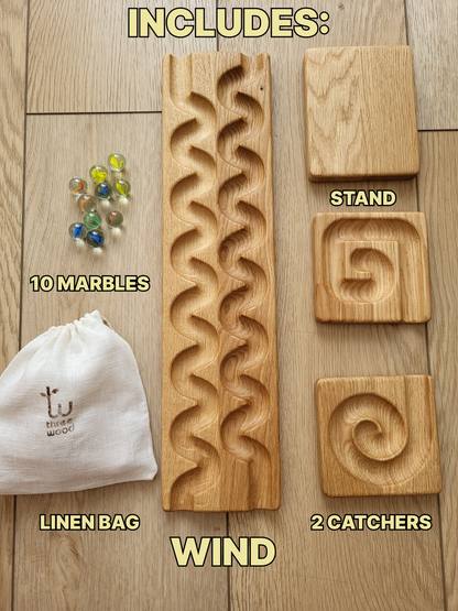 Wooden marble run track race