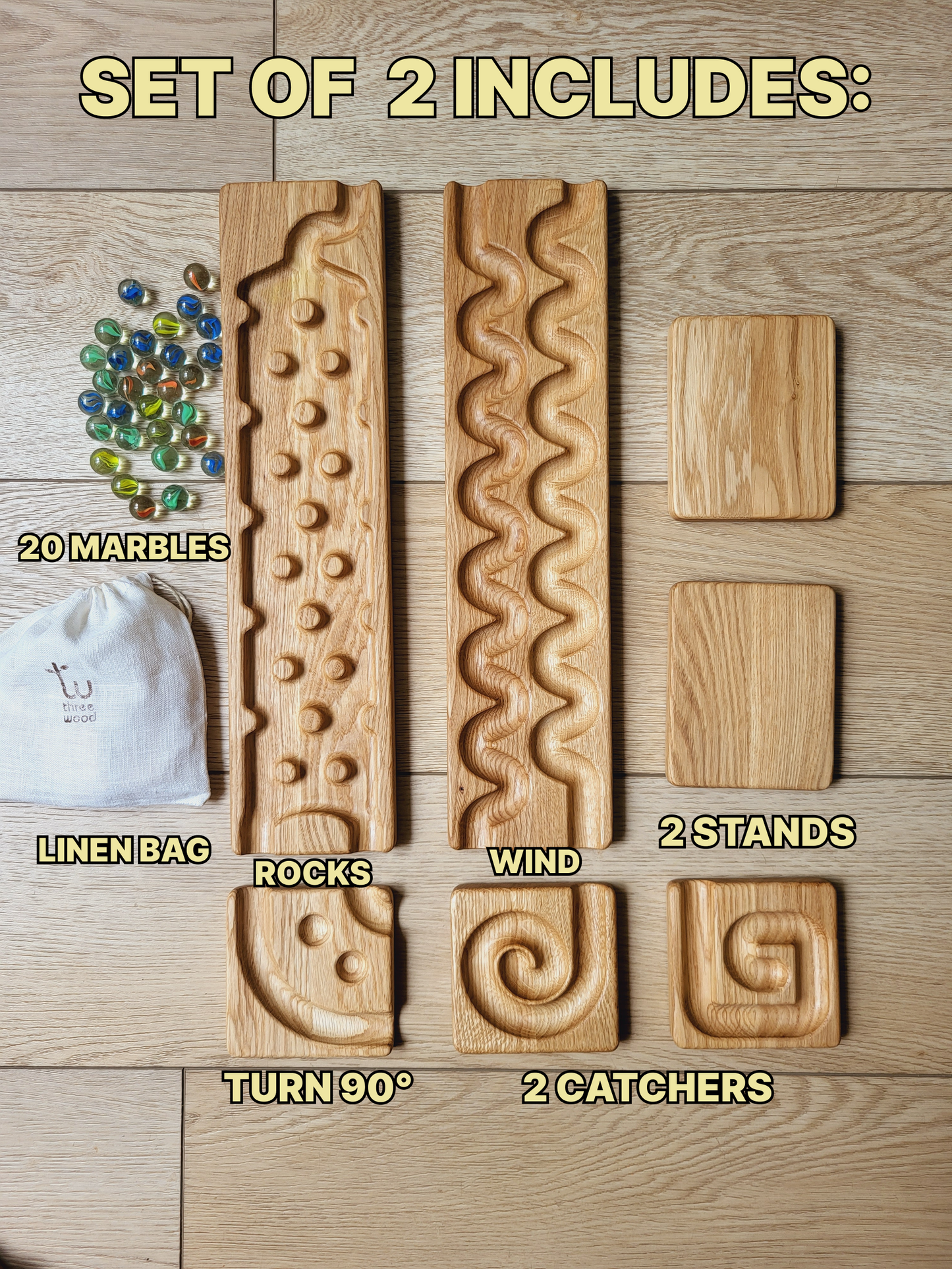 Wooden marble run track race