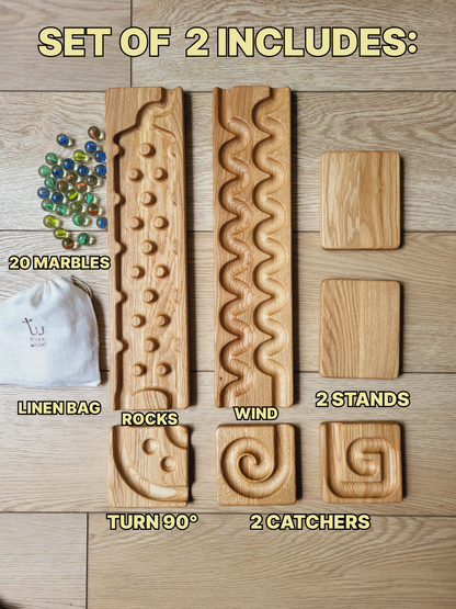 Wooden marble run track race