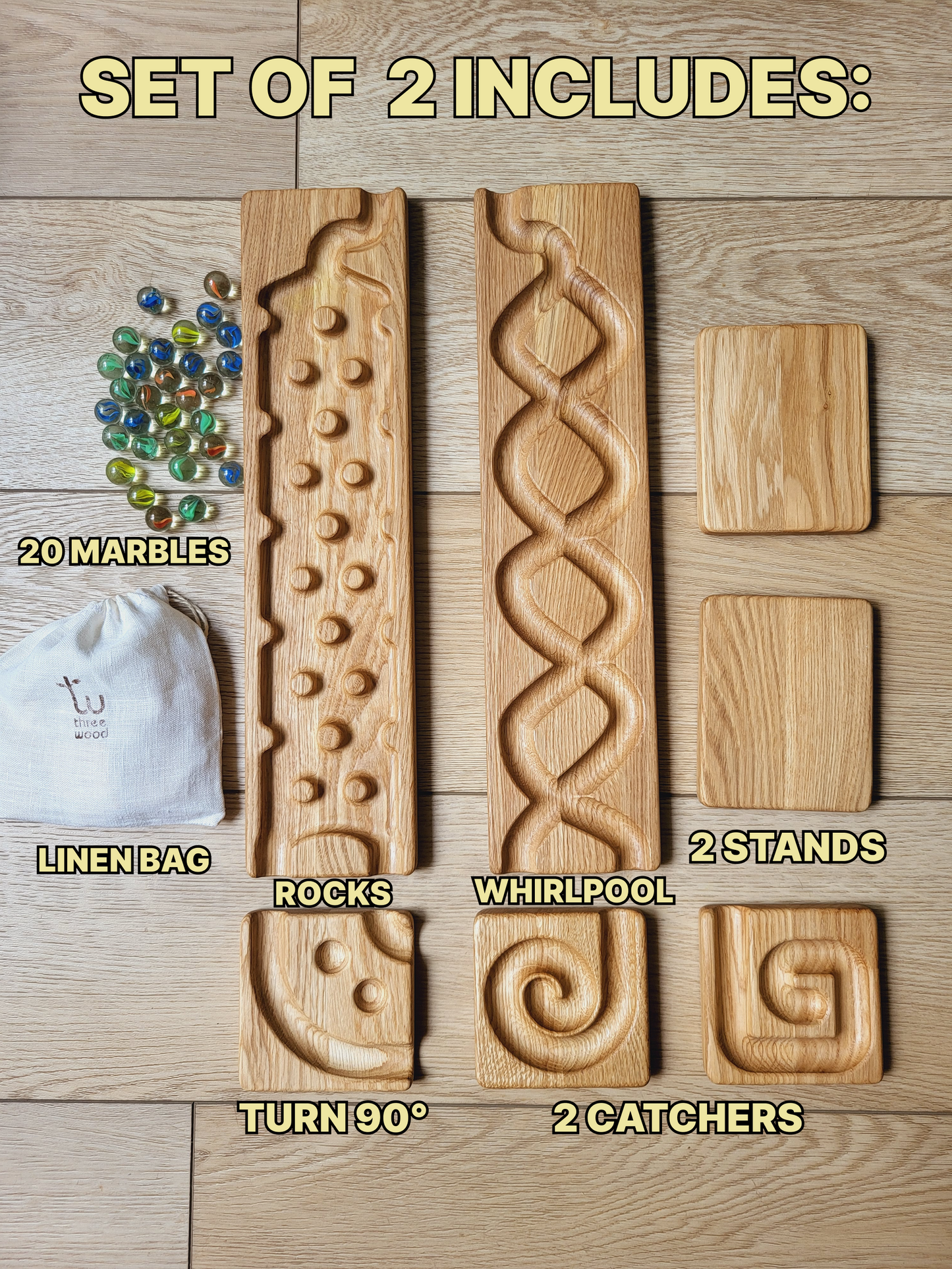 Wooden marble run track race