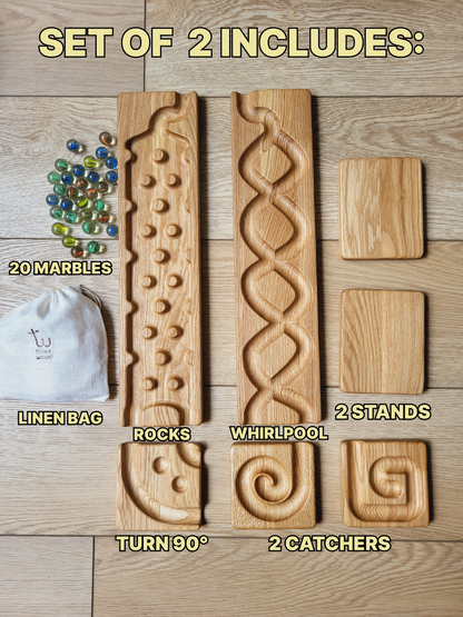 Wooden marble run track race