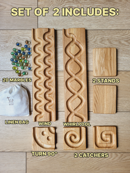 Wooden marble run track race
