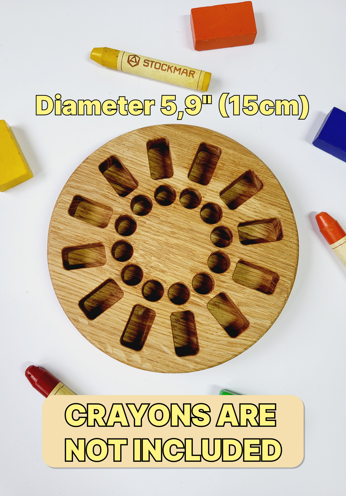 Waldorf Crayon round holder for Stockmar 12 Blocks and 12 Sticks CRAYONS NOT INCLUDED