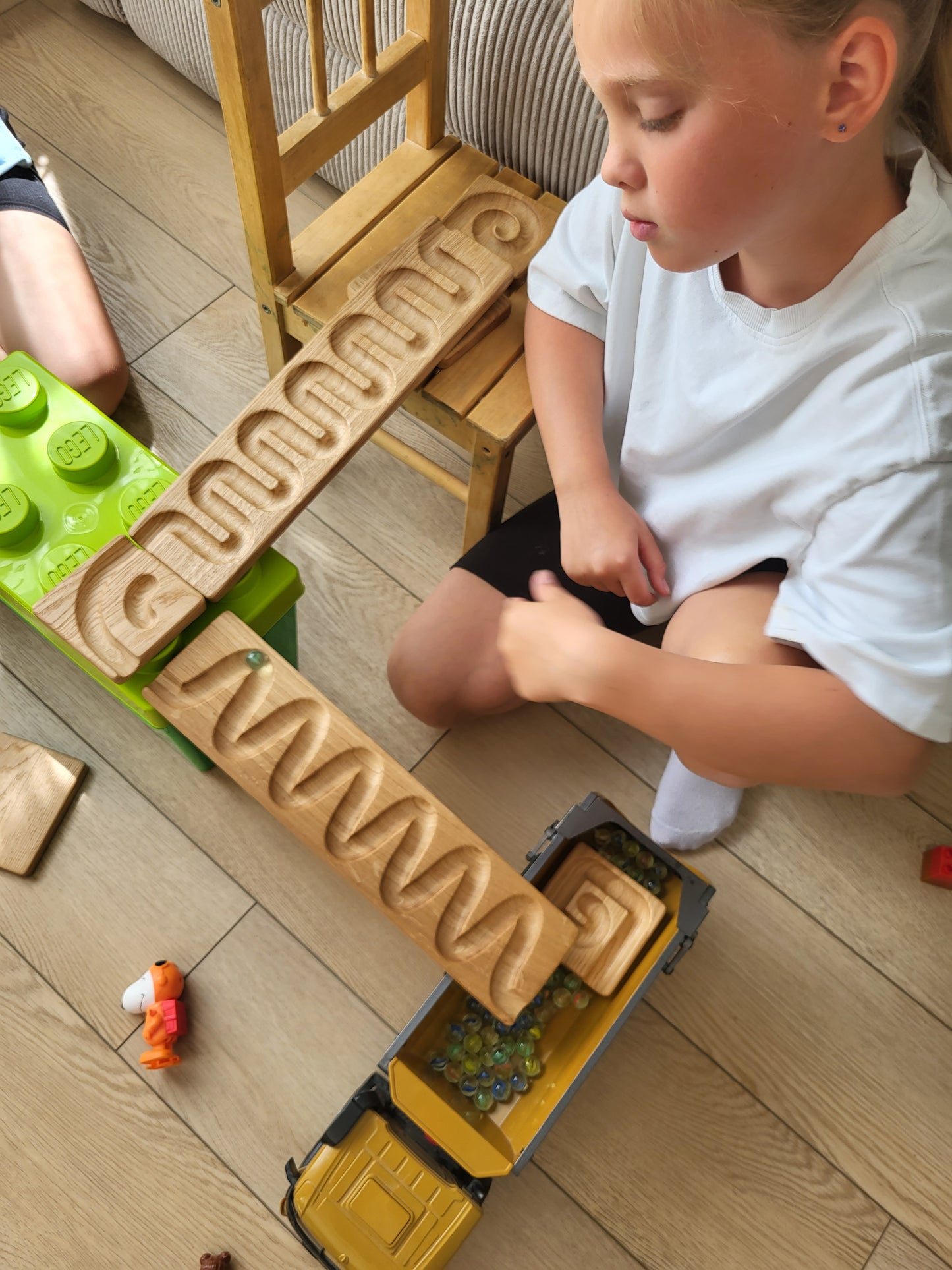 Wooden Marble Run Track Set